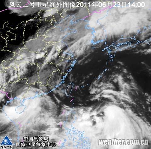 “海马”、“米雷”双台风卫星云图 “海马”、“米雷”双台风卫星云图