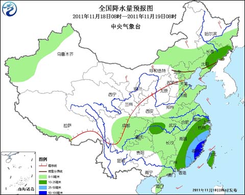 全国降水量预报图
